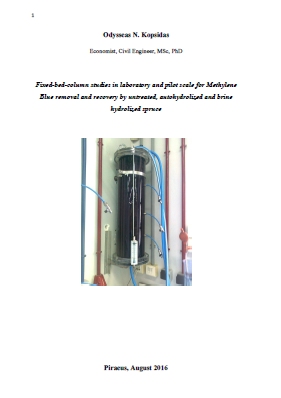 FIXED-BED-COLUMN STUDIES IN LABORATORY AND PILOT SCALE FOR METHYLENE BLUE REMOVAL AND RECOVERY BY UNTREATED, AUTOHYDROLIZED AND BRINE HYDROLIZED SPRUCE - Οδυσσέας Ν. Κοψιδάς